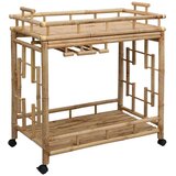  Vinska kolica s kotačima Prirodna 85 x 50 x 93 cm Bambus | shoptok.hr