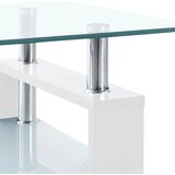  Stolić za kavu bijeli i prozirni 95x55x40 cm od kaljenog stakla | shoptok.hr
