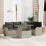 vidaXL 6-delni vrtni sofa set z blazinami svetlo siva poli ratan | Shoptok.si