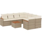 Maison Chic Seti vrtnega pohištva - Vrtna garnitura 9-delna z blazinami bež poli ratan, (21796044) | Shoptok.si