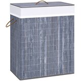  Košara za rublje od bambusa s 2 odjeljka siva 100 L | shoptok.hr