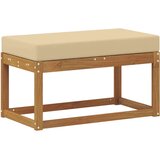  Vanjska stolica klupa s jastukom Prirodna 79 x 43 x 37 cm - Prirodno i bež 80 cm Otvoreno područje nogu | shoptok.hr