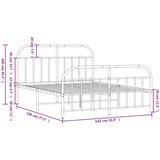 vidaXL Kovinski posteljni okvir z vzglavjem in vznožjem črn 135x190 cm | Shoptok.si