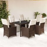 vidaXL 7-dijelni vrtni bistro set od poliratana s jastucima smeđi | shoptok.hr