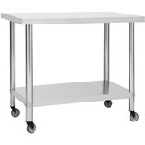 vidaXL Kuhinjska delovna miza s kolesi 80x60x85 cm nerjaveče jeklo Cene