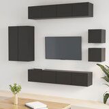 The Living Store Komplet TV omaric 8-delni črn konstruiran les - Komplet TV Omaric, (21434584) | Shoptok.si