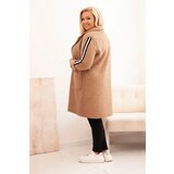 Kesi Włoski Plus Size women's coat made of faux sheepskin with pockets camel | Shoptok.si