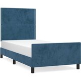  Posteljni okvir z vzglavjem temno moder 90x200 cm žamet | Shoptok.si
