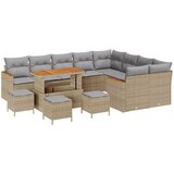 vidaXL 13-dijelni vrtni set sofa s jastučićima bež poli ratan acacija, 4-dijelni vrtni set za objedovanje s jastučićima bež poli ratan acacija Cijene