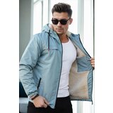 Dewberry 71189 Inside Faux Fur Mens Coat-AQUA GREEN Cene