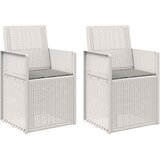  Vrtne stolice za blagovanje 2 pcs Bijela i svjetlosiva PP - Bijela i svijetlosiva s jastučićem za sjedenje | shoptok.hr