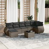Maison Chic Seti vrtnega pohištva - Vrtna garnitura - Vrtni pohištvo set 8-delna z blazinami siv poli ratan, (21807082) | Shoptok.si