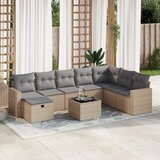 vidaXL 9-dijelni set vrtnih sofa s jastucima bež od poliratana | shoptok.hr