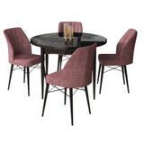 Hanah home rox - black marble, dusty rose black marbledusty rose dining table & chairs set (5 pieces) | Eponuda.com