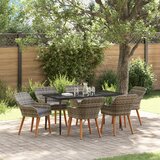 vidaXL Set za objedovanje u vrtu od 7 komada sivo poly rattan | shoptok.hr