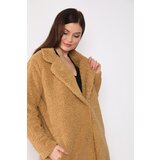 Dewberry Z6661 LADIES PLUSH COAT-MUSTARD | shoptok.hr