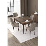 Hanah home trpezarijski set Nex, sto na razvlačenje i 4 stolice, ploča u dekoru drveta Baroque, kapućino tkanina Babyface | Eponuda.com