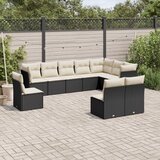  10-dijelni set vrtnih sofa s jastucima crni od poliratana | shoptok.hr