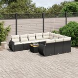 Maison Chic Seti vrtnega pohištva - Vrtna garnitura - Vrtni pohištvo set 11-delna z blazinami črn poli ratan, (21815016) | Shoptok.si