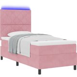 vidaXL LED Box Spring Krevet s madracem Ružičasta 90 x 200 cm tkanina | shoptok.hr