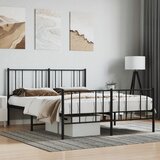 Maison Chic Kovinski Posteljni okvir - Dvoposteljna postelja - Zakonska postelja z vzglavjem in vznožjem črn 140x190 cm, (21695867) | Shoptok.si