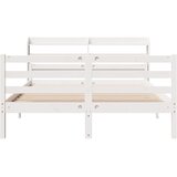  Okvir za krevet s uzglavljem bijeli 135 x 190 cm od borovine | shoptok.hr