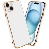 Cadorabo Ohišje, združljivo z Apple iPhone 15 PLUS in bleščeča bela - zlata - Zaščitni ovitek iz prožnega silikona TPU in z zaščito kamere, (20860504) | Shoptok.si