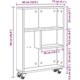 vidaXL Uska kolica za pohranu boja drva 48x13x68 cm konstruirano drvo | shoptok.hr