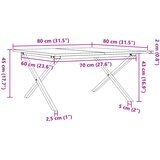  Stolić za kavu X-oblika 80x80x45 cm borovina i čelik | shoptok.hr