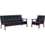  Kavč 2 kosa črno umetno usnje | Shoptok.si