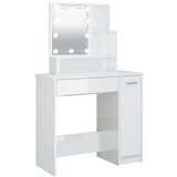 vidaXL Toaletni stolić s LED Bijela visokog sjaja 86,5x35x136 cm | shoptok.hr