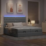  Okvir kreveta s madracima svijetlosivi 200x200cm od tkanine | shoptok.hr