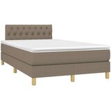  Krevet box spring s madracem LED smeđesivi 120 x 200 cm tkanina | shoptok.hr