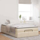 vidaXL Otomanski okvir kreveta s madraca krem 120x190 cm od tkanine | shoptok.hr