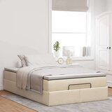 vidaXL Otomanski posteljni okvir z vzmetnico krem 120x190 cm blago, (21611927) | Shoptok.si