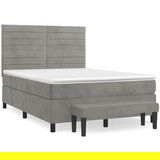 Maison Chic Box spring postelja - Vzmetna postelja z vzmetnico svetlo siva 140x200 cm žamet SL14324, (21903734) | Shoptok.si