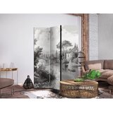  Paravan - Black and White Vintage Landscape - Retro View of a Pond with a Boat 135x172 Jednostrani | shoptok.hr