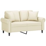 vidaXL Kavč dvosed z okrasnimi blazinami krem 120 cm umetno usnje, (20911102) | Shoptok.si