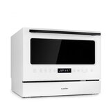 Klarstein Azuria, pomivalni stroj, EEK F, 1380W, 6,5L, 6 pogrinjkov, steklena sprednja stran, bel | Shoptok.si