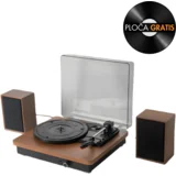 Retro drveni bluetooth gramofon sa poklopcem i odvojenim zvučnicima GM-224BT smeđi