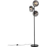 QAZQA Art Deco talna svetilka črna z dimnim steklom 3-light - Ayesha Cene