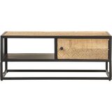 Maison Chic Klubska mizica - kavna mizica - Nizka mizica z izrezljanimi vrati 90x55x36 cm mangov les, (21752641) Cene