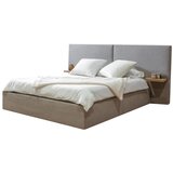 Bobochic Paris Svijetlo sivi tapecirani bračni krevet s prostorom za odlaganje s podnicom 160x200 cm Blandine – Cijene