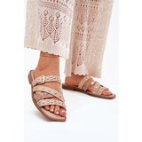Boto Embellished women sandals on flat heel with straps and buckle beige Manitte | ePonuda.com