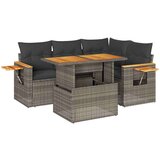  4-dijelni set vrtnih sofa poliratan i bagrem s jastucima sivi | shoptok.hr