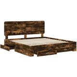  Okvir za krevet s uzglavljem Dimljeni hrast 200 x 200 cm | shoptok.hr