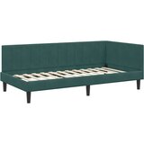 vidaXL Kutni okvir kreveta s uzglavljem Tamnozelena 90 x 200 cm Baršun | shoptok.hr
