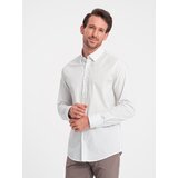 Ombre Men's cotton micro pattern REGULAR FIT shirt - white Cene