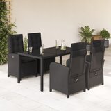 vidaXL 5-dijelni vrtni blagovaonski set s jastucima od poliratana crni | shoptok.hr