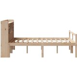  Krevet s regalom za knjige bez madraca 135x190 cm od borovine - Prirodna 135 x 190 cm | shoptok.hr